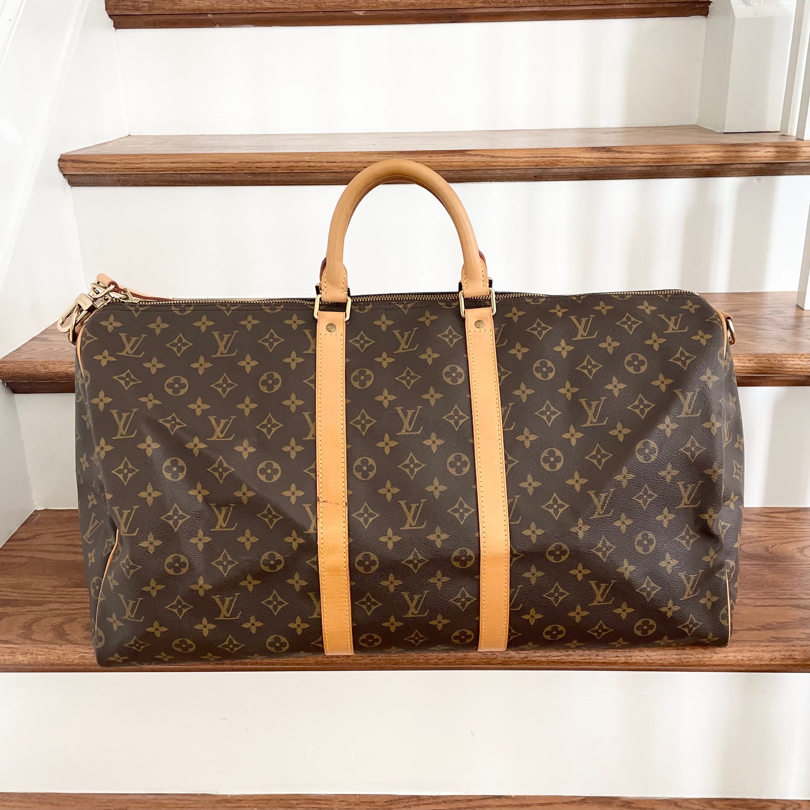 Authentic Louis Vuitton Monogram Keepall 55 Bandouliere