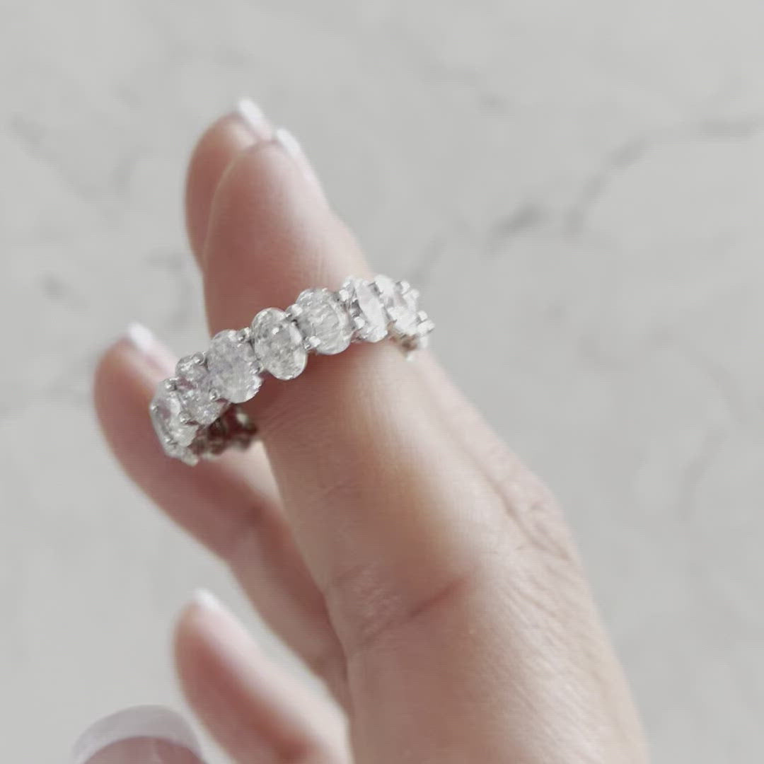 5.60ctw Oval Diamond Eternity Band in 18k White Gold