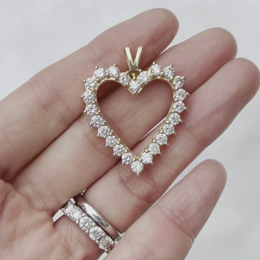3ctw Diamond Heart Pendant in 18k Yellow Gold