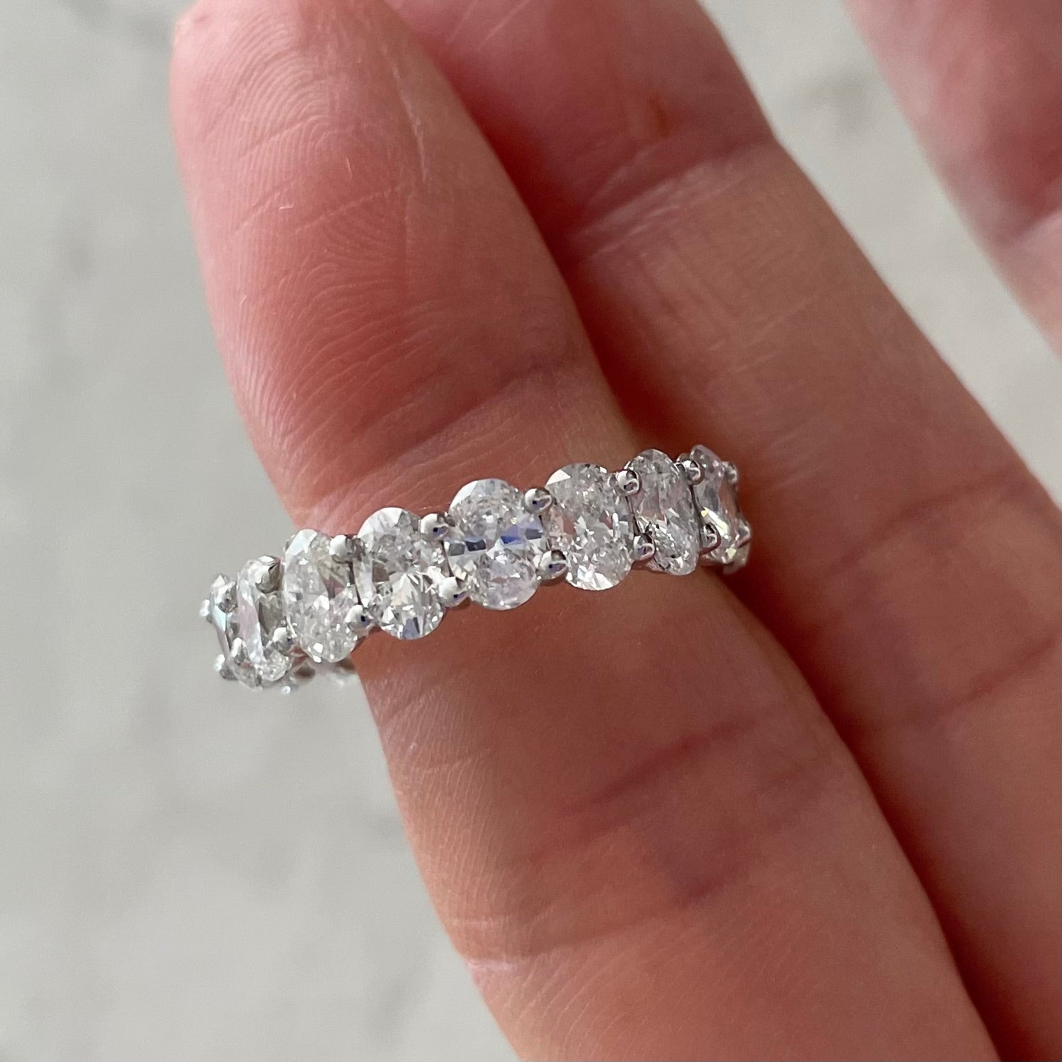 5.11 ctw Oval Diamond Eternity Band in 18k White Gold