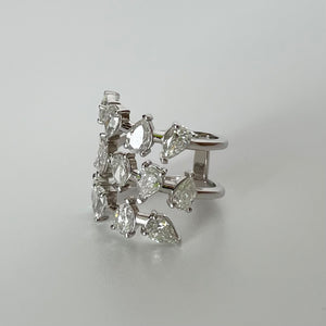 3.85 ctw Pear Diamond Swirl Bypass Ring in 14k White Gold
