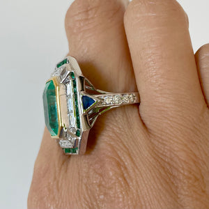 GIA Certified 9.3 ct Colombian Emerald Ring set in 18k yellow and white gold